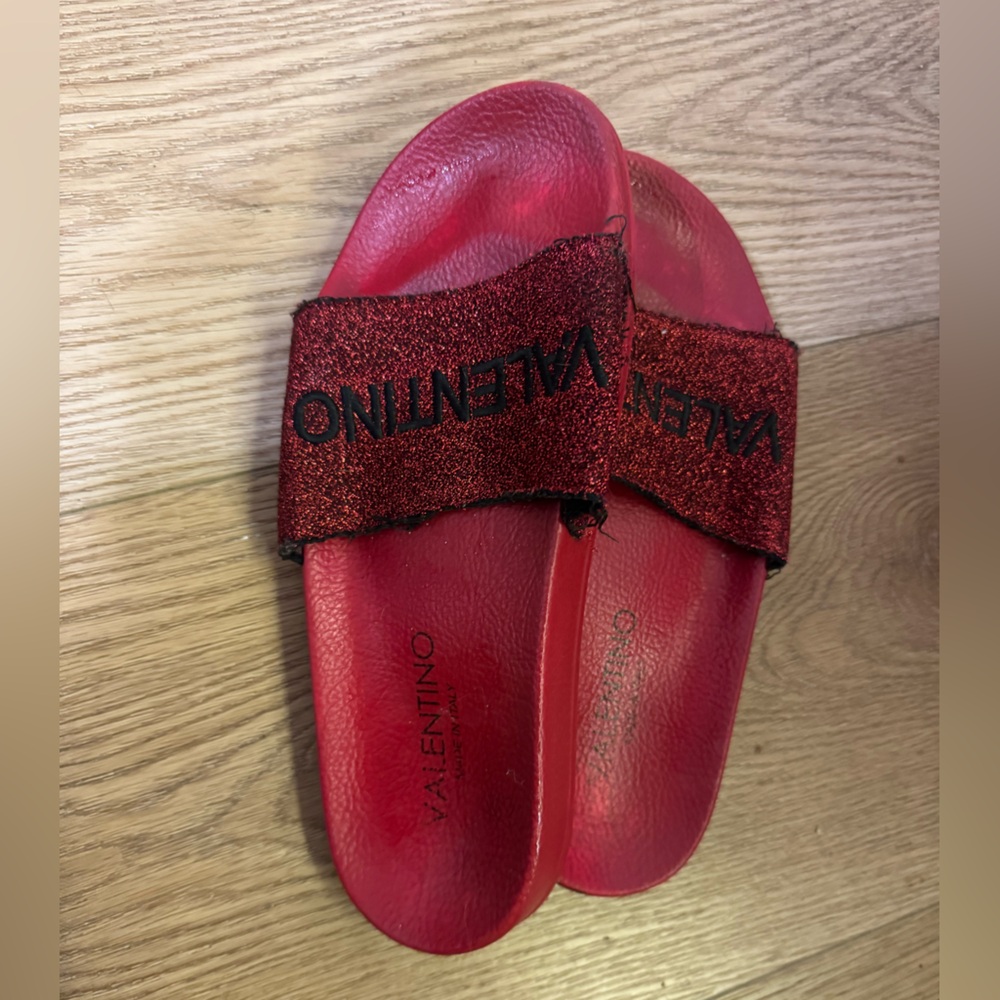 Valentino Glittery Red Slides